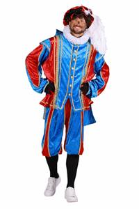 Piet velours de panne met cape 'Bilbao', Turquoise-Roze Piet velours de panne met cape 'Bilbao', Turquoise-Roze