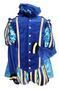 Piet fluweel luxe met cape 'Malaga', Blauw-Turquoise Piet fluweel luxe met cape 'Malaga', Blauw-Turquoise