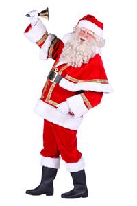 Kerstman Polyester deluxe met cape, Rood-Wit, Jas- Broek- Muts Kerstman Polyester deluxe met cape, Rood-Wit, Jas- Broek- Muts