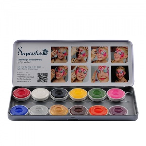 Aqua Face- and Bodypaint palette 12 BRIGHT COLOURS